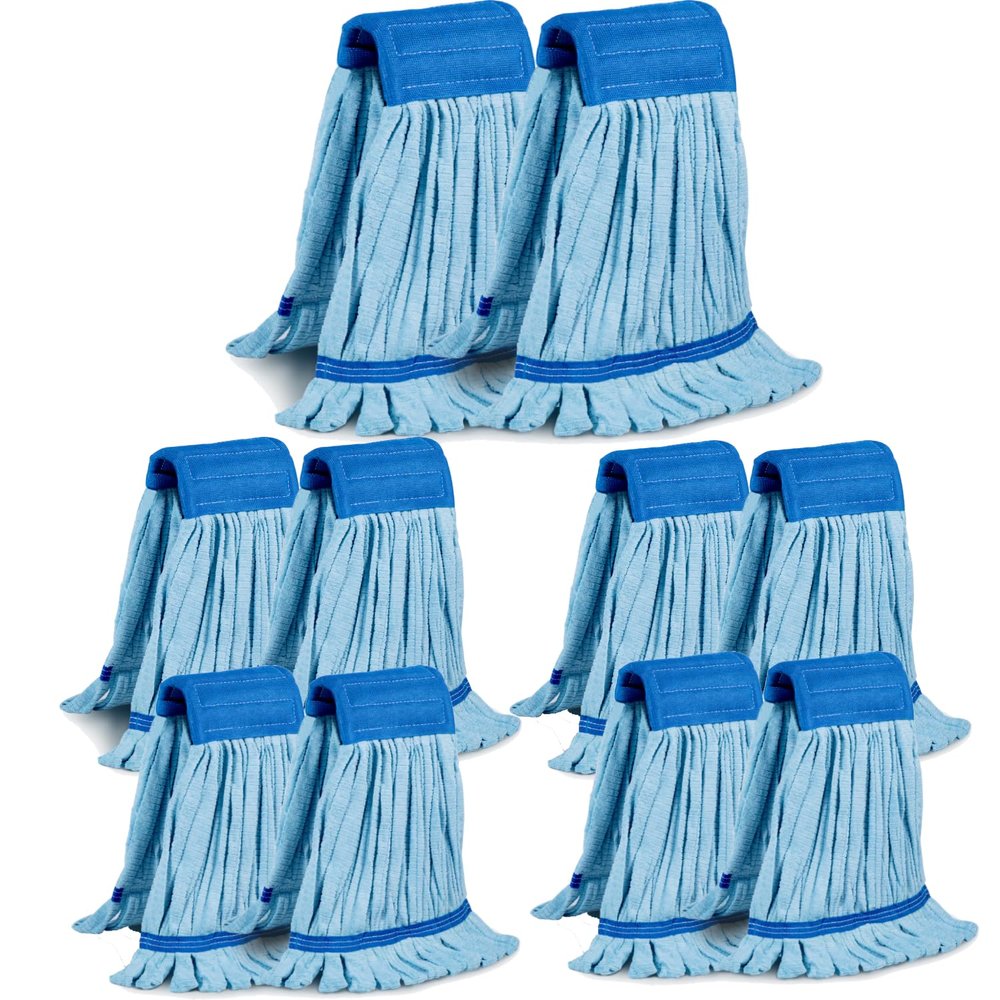10 Pack - Large Microfiber Tube Mop 400GSM - Heavy Duty Industrial Wet Mop Head Refill,Commercial, Thick Fiber, Replacement Heads, Extra Absorbent