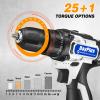 12V Cordless Drill with 2x Batteries and Charger, 3/8" Keyless Chuck Power Drill Set with Drill Brush for Cleaning 5 Pieces for Car, Carpet, Bathroom, 6in Reach Extension Rod, 10 Pieces Drill Bits Set view 3