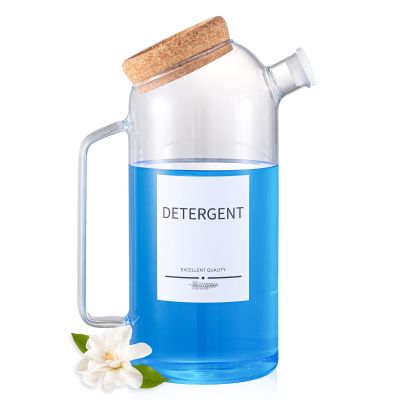 Glass Laundry Detergent Dispenser with 7Pcs Labels,60.9oz1800ml Liquid Laundry Detergent Dispenser,Laundry Containers for Organizing Liquid Detergent Dispenser Laundry Soap Dispenser