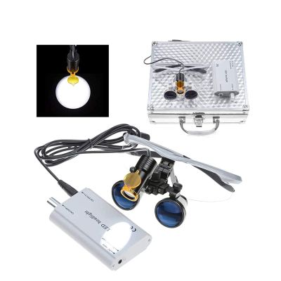 Medical Magnifier With Headlights 2.5x 3.5x Dental Loupes Oral Dental Ear And Nose Plastic Surgery Magnifying Glass With Box(3.5X, Silver)