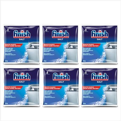 Finish Dishwasher Salt Box, 6kg, Prevents Limescale Build Up, Effective against Hard Water (6 x 1kg)
