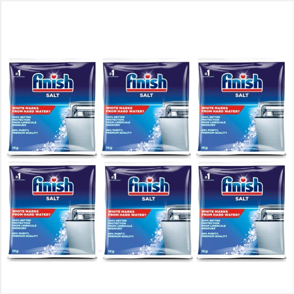 Finish Dishwasher Salt Box, 6kg, Prevents Limescale Build Up, Effective against Hard Water (6 x 1kg)