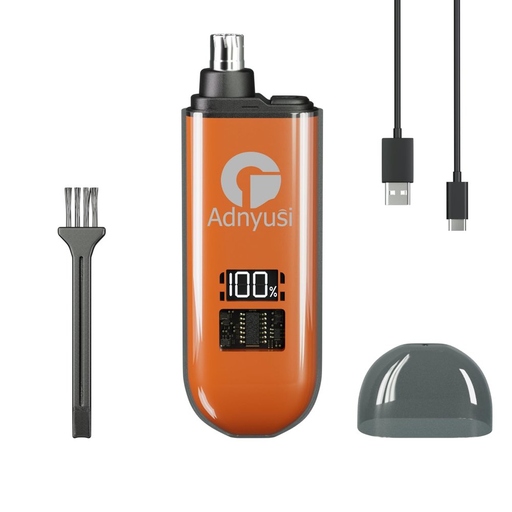 Adnyusi-2026 Professional Painless Nose Hair Trimmer, Unisex, USP Charging Digital Display, Double-Edged Blade That Does Not Harm The Nasal Cavity, Easy to Clean, Portable and Lightweight Design