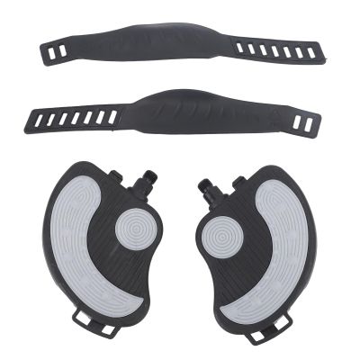 2PCS Exercise Bike Pedals with Straps PP PVC Stainless Steel Universal Adjustable Exercise Bike Pedals Clips for Home Gym Cycling