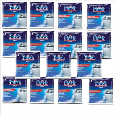 Finish Dishwasher Salt, 15kg, Prevents Limescale Build Up, Effective against Hard Water (15x1Kg)