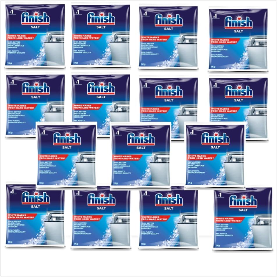 Finish Dishwasher Salt, 15kg, Prevents Limescale Build Up, Effective against Hard Water (15x1Kg)