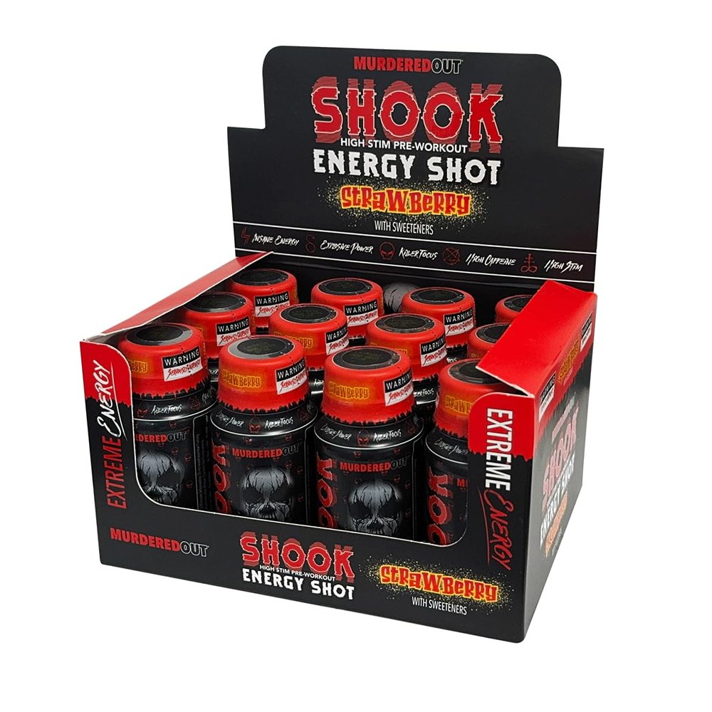 Murdered Out Shook Energy Shot High Stim Pre Workout Strawberry 12x60ml