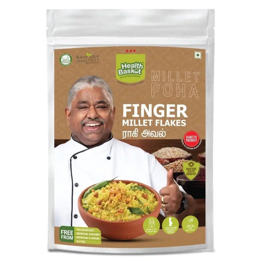Traditional South Indian Ready To Eat Fast Food Finger Millet Flakes, No Added Preservatives, Artificial Colour Or Artificial Flavour - 200 gms (Pack Of 1)