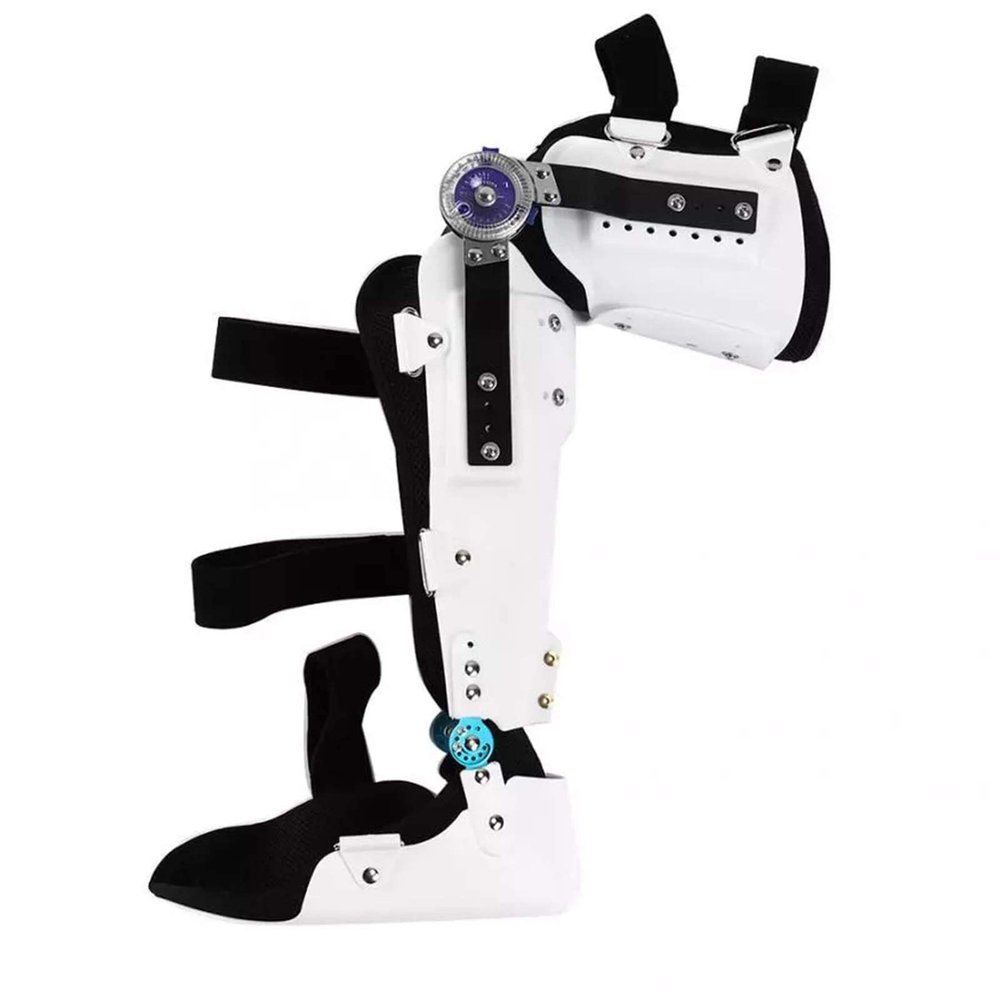 XDAWQP Hinged Knee Foot Support Brace, Hinged Knee Brace Fracture Fixed Guard Splint Leg Protector, Adjustable Post Knee Support Orthosis Immobilizer Fixed Bracket (Left Leg M)