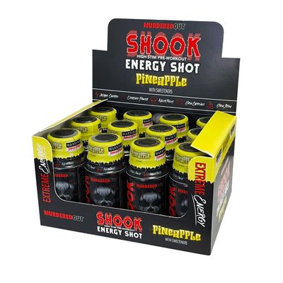 Murdered Out Shook Energy Shot High Stim Pre Workout Pineapple 12x60ml