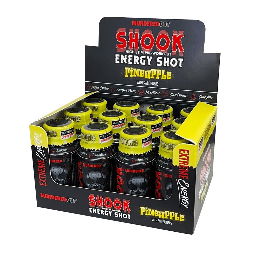 Murdered Out Shook Energy Shot High Stim Pre Workout Pineapple 12x60ml