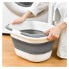 16L Collapsible Dish Basin Plastic Laundry Basket - Portable Foldable Tub/Basin/Bucket with Sturdy Handle for Washing Dishes, Camping - Gray view 1