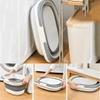 16L Collapsible Dish Basin Plastic Laundry Basket - Portable Foldable Tub/Basin/Bucket with Sturdy Handle for Washing Dishes, Camping - Gray view 2