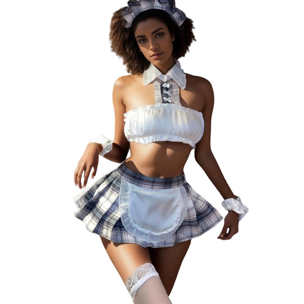 MOVAWAKY Women's French Maid Dresses,Maid Outfit Women Cute Lolita French Maid Costumes French Maid Fancy Dress Womens Sexy Outfit for Bedroom Bodysuit for Valentines Sleepwear Nightwear