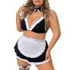 MOVAWAKY Sexy Maid Lingerie for Women,Women's Oktoberfest Outfit Costume Cosplay Dress Black Short Sleeve Dress Costumes for Girl Fancy Dress Cosplay Dress Maid Costume view 1