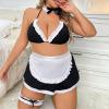 MOVAWAKY Sexy Maid Lingerie for Women,Women's Oktoberfest Outfit Costume Cosplay Dress Black Short Sleeve Dress Costumes for Girl Fancy Dress Cosplay Dress Maid Costume view 2