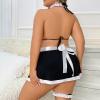MOVAWAKY Sexy Maid Lingerie for Women,Women's Oktoberfest Outfit Costume Cosplay Dress Black Short Sleeve Dress Costumes for Girl Fancy Dress Cosplay Dress Maid Costume view 4