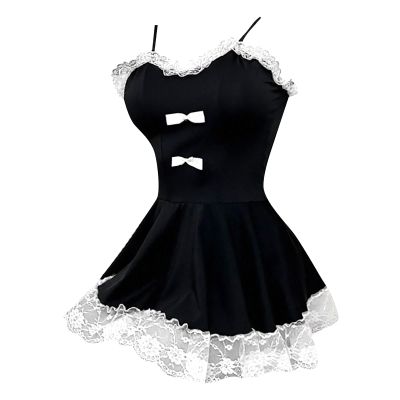 MOVAWAKY Maid Dress,Women's French Maid Outfit Cosplay Costume Maid Uniform Full Set French Maid Fancy Dress Lolita French Maid Apron Fancy Dress Bodysuit for Valentines Sleepwear Nightwear