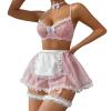 MOVAWAKY Sexy Maid Lingerie for Women,Sexy Maid Outfit Women Servant Anime Lingerie Set Black Short Sleeve Dress Bodysuit Fancy Dress Cosplay Dress Maid Costume view 1
