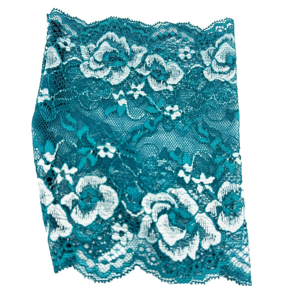 Decorative Unlined or Lined TPN Picc Line Lace Sleeve Cover for Cancer Chemo, Diabetes Freestyle Libre, Lymes Disease - Suitable for weddings/events (6.5" TEAL FLORAL)