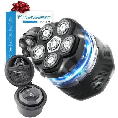 Hummingbird MK3 Head Shaver for Bald Men - Wet/Dry Electric Rotary Razor, Waterproof, Cordless USB-C Rechargeable Skull Shaver with Case
