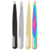 AUTSUPPL 4pcs Stainless Steel Tip Eyebrow Tweezers Precision Hair Removal Tweezers for Eyelash Extensions Eyebrow Plucker Beauty Tools view 1