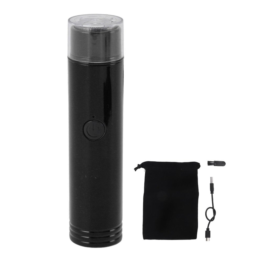 Mini Electric Beard Clipper Portable USB Rechargeable Trimmer for Daily Use and Travel, Stainless Steel Trimming Head (Black)