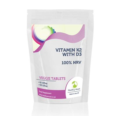 Vitamin K2 100g with D3 125g 120 Tablets High-Potency Bone and Heart Health Support Supplement
