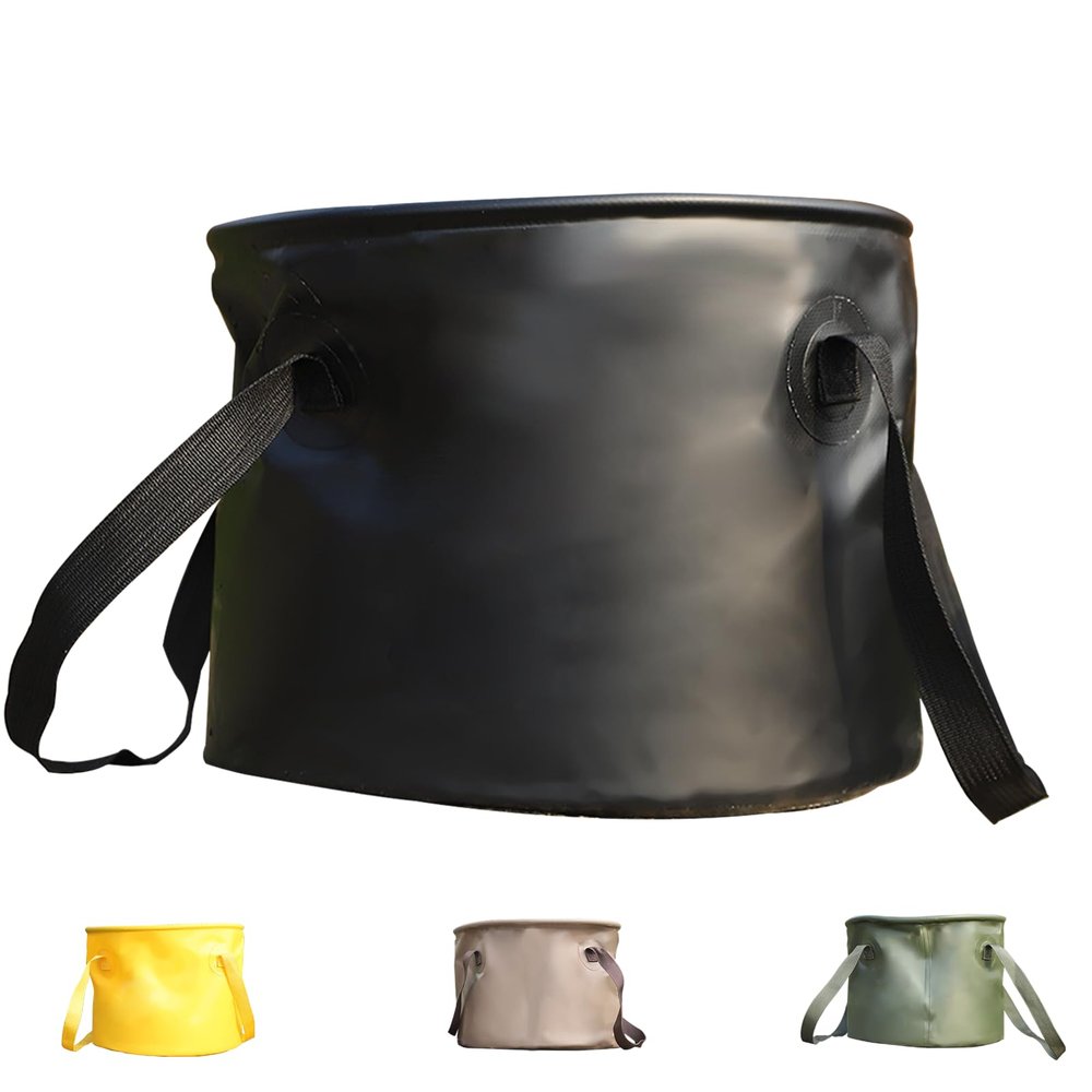 20L Collapsible Water Container, Black Folding Water Bucket, Camping Water Carrier with Handle, Outdoor Sports Lightweight Portable Collapsible Bucket Versatile for Traveling Fishing Hiking Boating