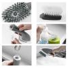 Dish Brush with Soap Dispenser, Dish Scrub Brush with Long Handle Long Handle Cleaning Brush with Soap Dispenser for Kitchen Pan Pot Sink and Dish Washing (Green) view 3