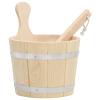 Bulliing Sauna Bucket and Ladle Set Solid Wood Pine,Sauna Wooden Bucket and Ladle Set Sauna Water Bucket Wood Ladle Kit Barrel Set Sauna Steam Water Accessories view 1