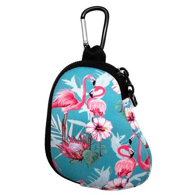 AMMKRO Neoprene Asthma Inhaler Holder, Protective Portable Travel Handy Holster, Lightweight Carrying Case with Carabiner Clip, Inhaler Not Included (Flamingo)