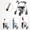 Folding 4 Wheels Elderly Walker Trolley with Seat,Bariatric Rollator,Lockable Brakes,Adjustable Height Transport Rest Chair Shopping Sharing view 2