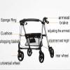 Folding 4 Wheels Elderly Walker Trolley with Seat,Bariatric Rollator,Lockable Brakes,Adjustable Height Transport Rest Chair Shopping Sharing view 3
