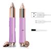 2-in-1 Portable Rechargeable Painless Eyebrow Trimmer & Facial Hair Remover, removes Eyebrow, face, Lips and Body Hair for Women. 18K Gold Plated Hypoallergenic Heads, 360 LED Light for Hair Removal view 1