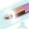 2-in-1 Portable Rechargeable Painless Eyebrow Trimmer & Facial Hair Remover, removes Eyebrow, face, Lips and Body Hair for Women. 18K Gold Plated Hypoallergenic Heads, 360 LED Light for Hair Removal view 4