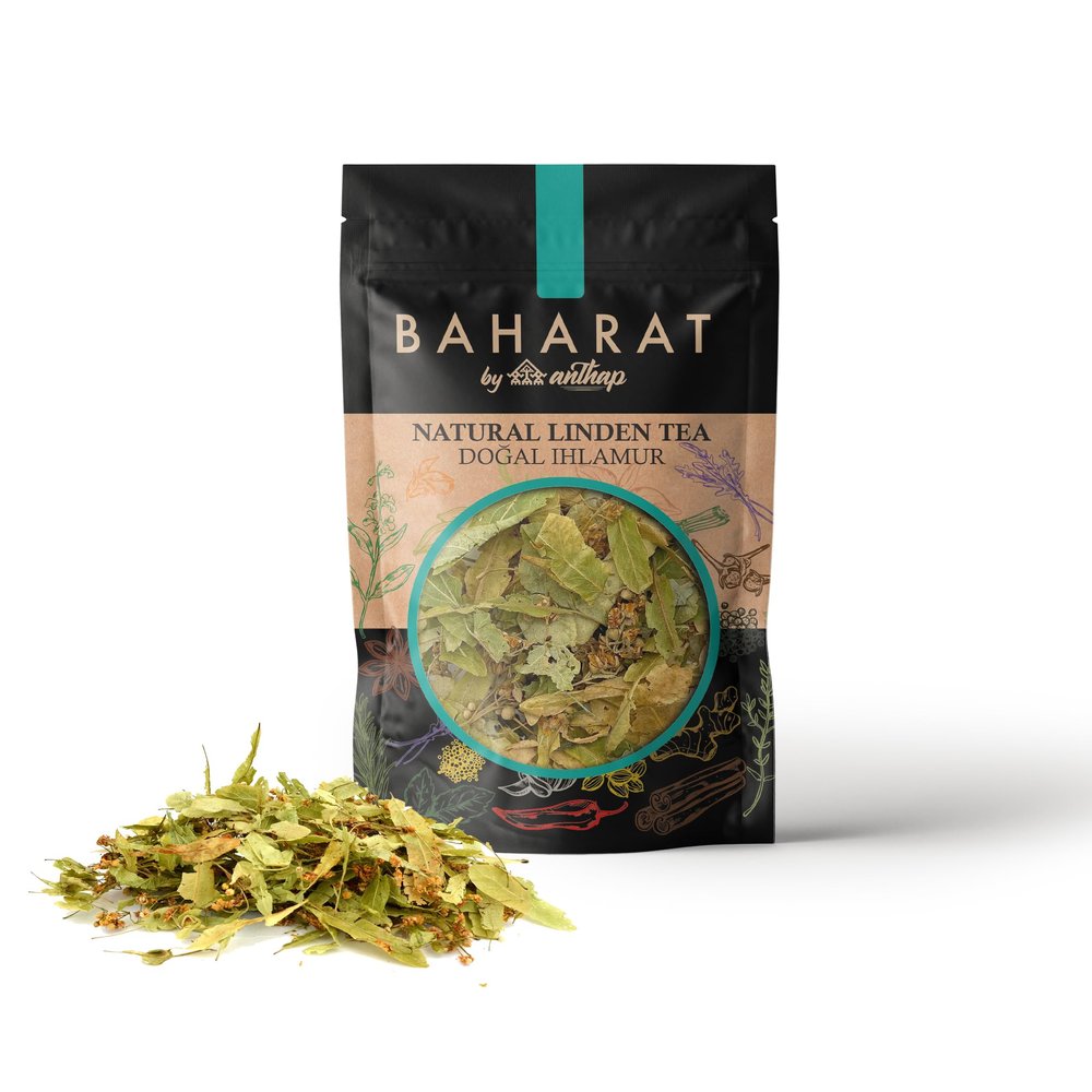 BAHARAT by Anthap Natural Loose/Leaf Linden Tea, Herbal Tea, Soothing Sleep Tea, Linden Blossom, Linden Flower Tea, Relaxing & Soothing, Perfect for Relaxation, 100% Natural Herbal Tea (200g)