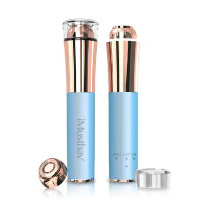 Mini Portable Facial Hair, Lips and Chin Remover Trimmer for Women, Facial Painless Epilator Pen, 18K Gold-Plated 13mm Hypoallergenic Rotary Head. 360 LED Light for Instant and Painless Hair Remover