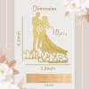 Wedding Mr & Mrs. Cake Toppers Picks -10Sheets Golden Glitter Bride and Groom Cake Toppers Custom Wedding Cupcake Toppers Funny Bride and Groom Anniversary Party Cake Decoration Supplies (golden) view 2