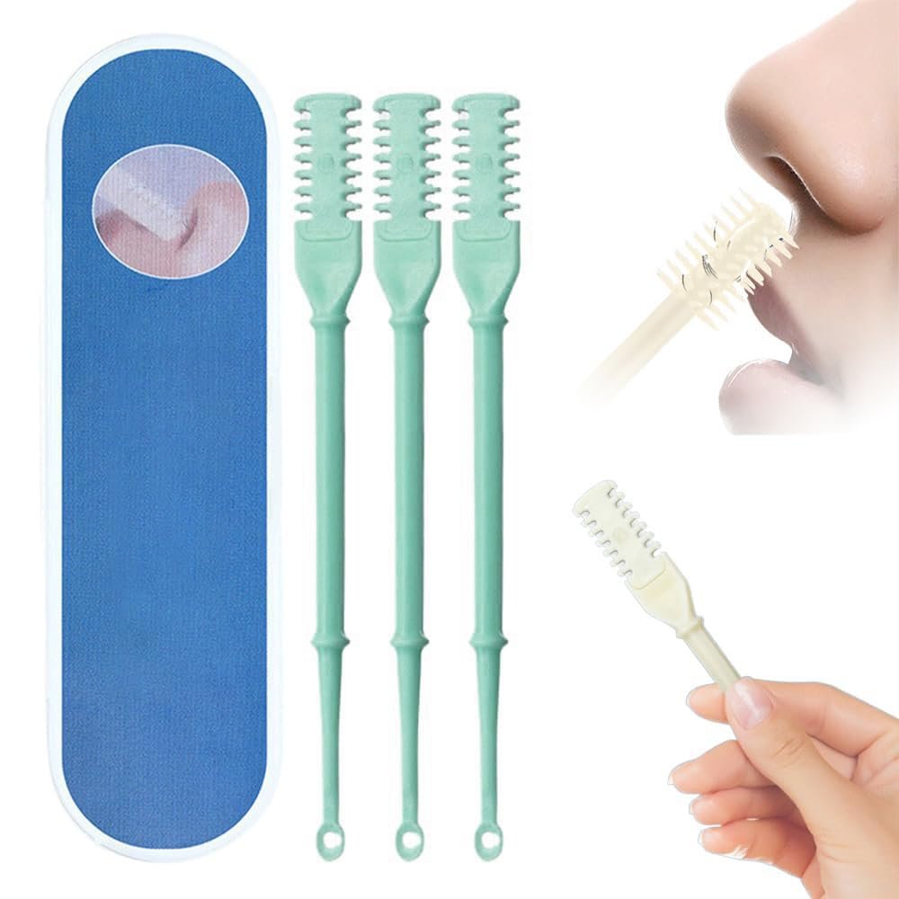 4 Set Double-Ended Nose Hair Trimmer, Nasal Hair Cutter, Manual Nose Hair Trimmer, 360 Degree Rotation Nose Hair Removal Tool, Nose Hair Scissors with Ear Picker for Women Men Home (green)