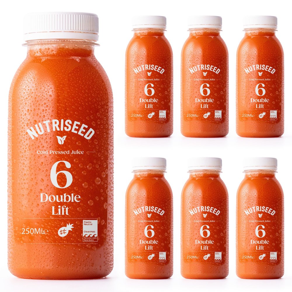 Nutriseed Double Lift Carrot Juice (6 x 250ml) - Cold Pressed Juice, 100% Natural Ingredients containing Carrot, Apple, Pineapple, Ginger, Beetroot and Lemon, No Added Sugar, Gluten-Free & Dairy-Free