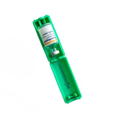 0.5ml U-100 disposable syringe T1me Vial Syringe Insulin Filling Support (BD Micro-Fine and other insulin syringe), Insulin transfer device for diabetes, Bottle Protector Case, Vial Holder (Green)
