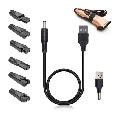 8-Piece USB Shaver Charger Power Adapter Kit, Replacement Electric Razor Charger Cable Universal Hair Clipper Charger Multiple Plug Types Shaver Cord Compatible with Various Shavers Beard
