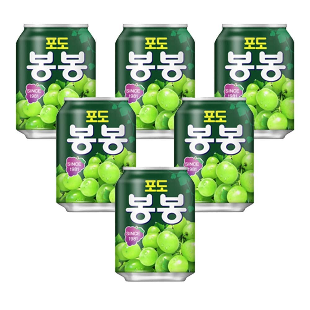 Haitai Bon Bon Korean Grape Juice With Sac Fruit Juice Can Drinks 238ml (6 Cans)