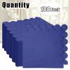 RINDOJIN 100 Pieces 2-Ply Navy Blue Scalloped Napkins Folded 5 x 5 inch Disposable Cocktail Napkins Paper Napkins for Dinner Wedding Birthday Party Blue Beverage Napkins view 3