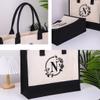Guangcailun Alphabet Beach Bag Tough And Wear-resistant For Party Hosts Canvas Letter Cotton Canvas Bag Canvas Shopping Bag Tote Bag, O flower view 4
