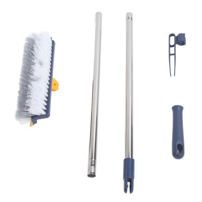 2-in-1 Floor Brush with Stiff Bristles, Can Be Rotated 180 Degrees, for Bathrooms and Kitchens, Extended Handle and Removable for Tiled Floors, Hardwood Floors and Glass