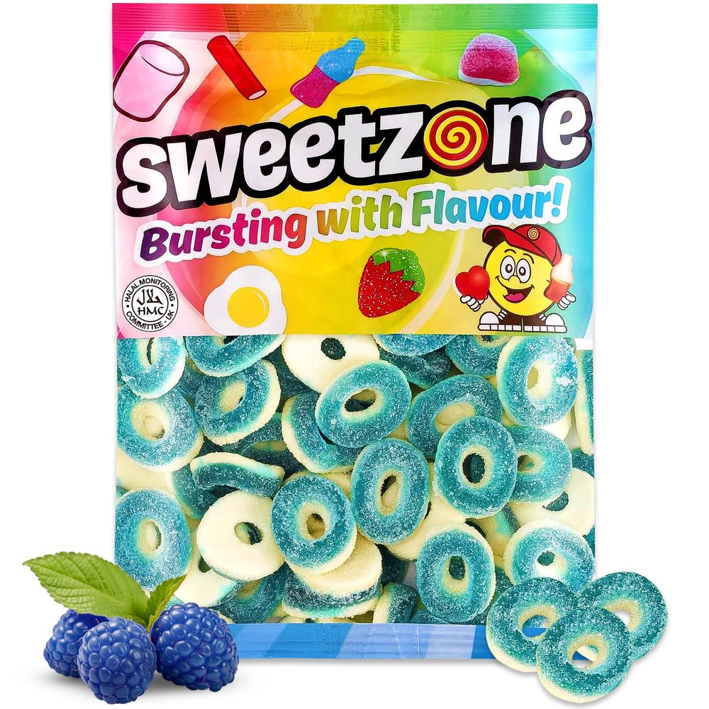 Sweetzone Blue Raspberry Rings 1kg Halal Bag