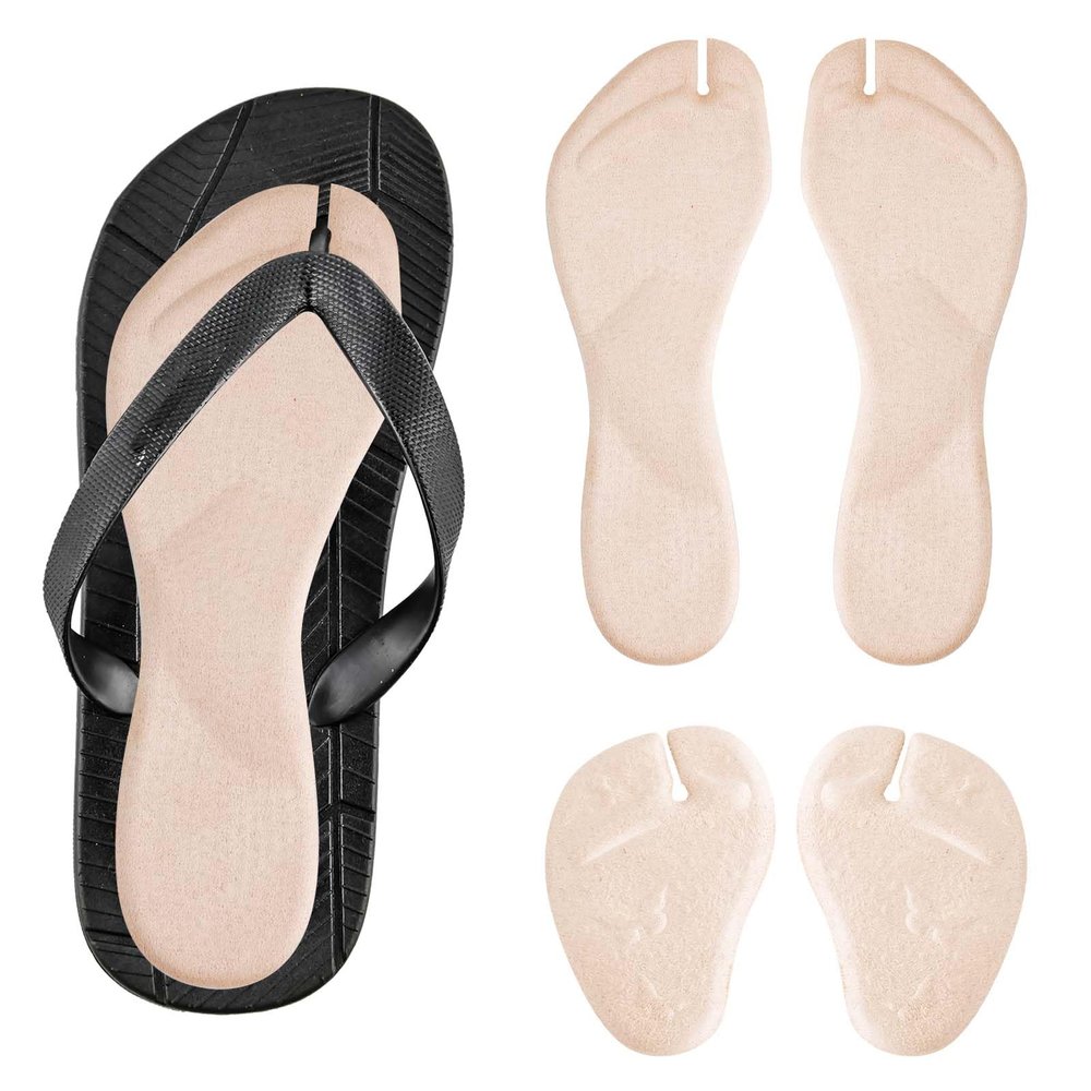 2pcs Flip Flop Thong Cushion, 8.27x2.76in & 3.54x2.76in Adhesives Gel Shoe Pad Anti-Slip Shock Absorption Invisible Slim Inserts Flip Flop Strap Pads Reliable Toe Protectors(Flannel Apricot)
