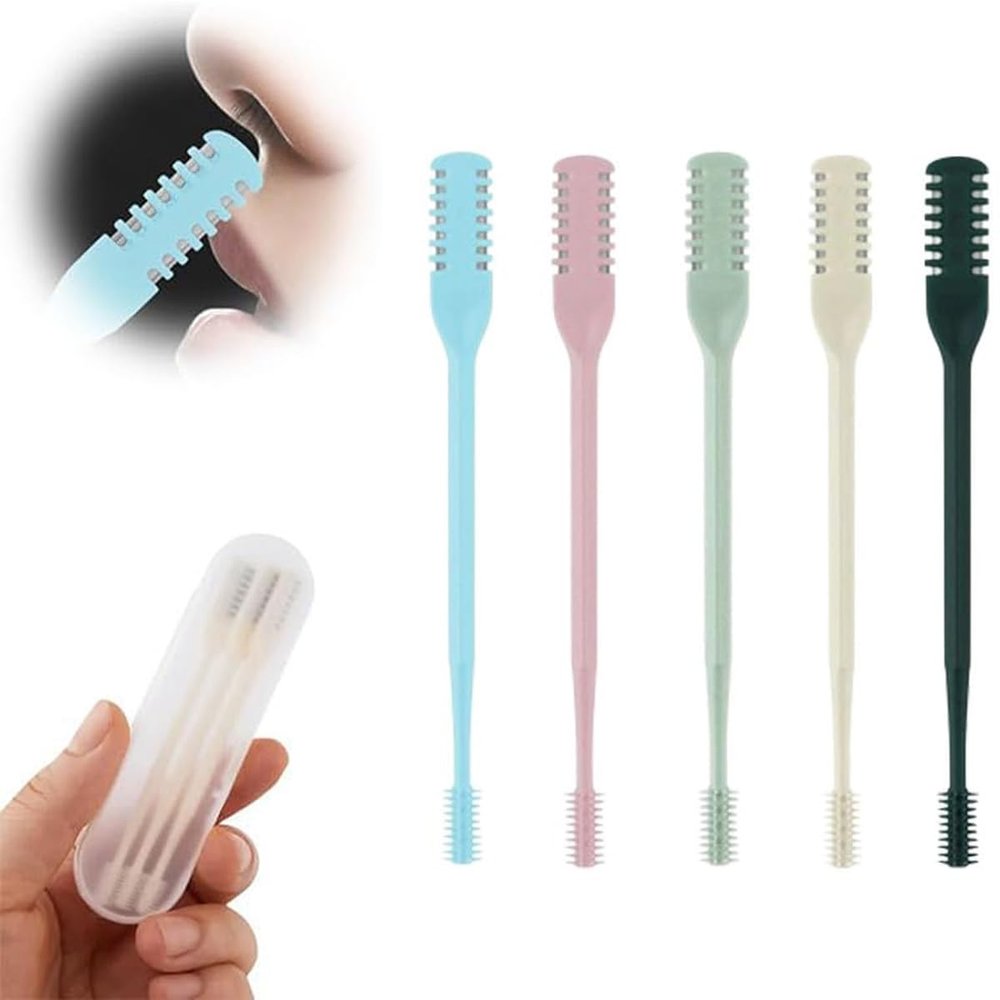 2-in-1 Nose Hair Trimmer, 2024 Nostril Hair Remover Tool, Double-Sided Nose Hair Knife, Portable Manual 360 Rotating Nose Hair Trimmer with Ear Picker (5 Colours, 5 Pieces)